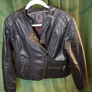 Dollhouse Doll House Black Pleather Leather Jacket Zipper Size Large New